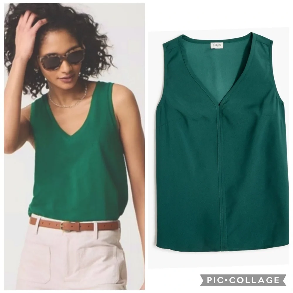 NWT J. Crew Sleeveless V-neck Crepe Shell Small